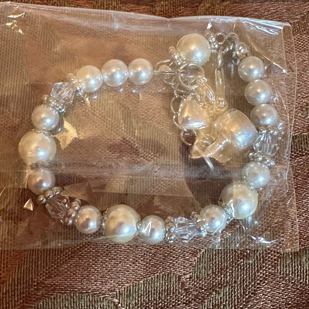 Baptism Keepsake Trinket Box and Rosary Bracelet Girl White Gold Cross Charm Set - Picture 5 of 6